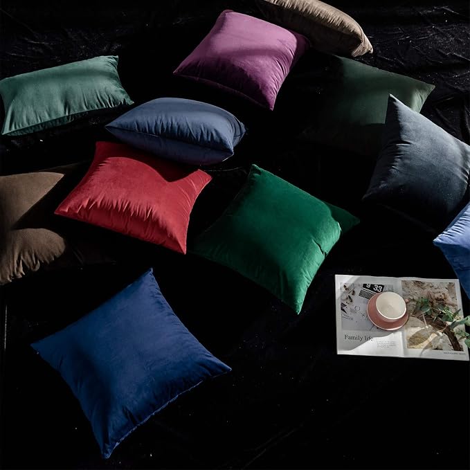 JUSPURBET 26x26 Euro Velvet Throw Pillow Covers Set of 2,Navy Blue