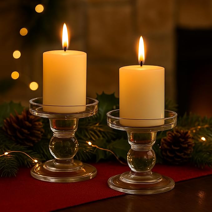 Glass Candle Holders for Pillar Candle, Unity Candle Holder Set of 3 for Wedding Ceremony Set, Candlestick Holder for Table or Home Decoration