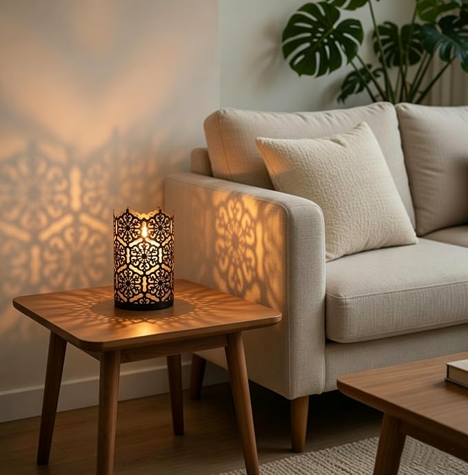 Hosley's Set of 2 Flower 7" High Cut Bronze Candle Holder & Lantern. Ideal for Use with Hosley Highly Scented Candles, Jar Candles. Can be Used as a Decorative Centerpiece in Your Living/Dining Room