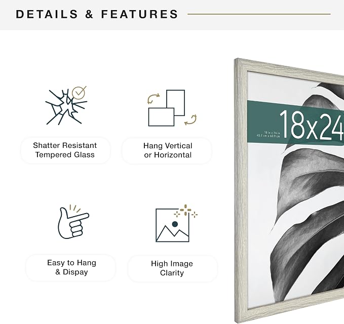 MCS Studio Gallery Poster Frame, 18x24, Gray Woodgrain