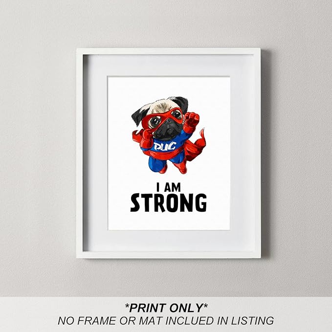 heilkee Funny Dog Wall Art Prints Inspirational Quote Posters for Kids Super Hero Room Decor for Boys Room Nursery Bedroom Pictures Set of 4(UNFRAMED 8x10in)