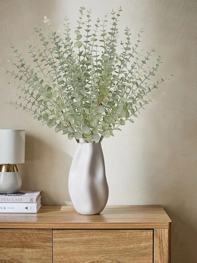 GnFlus 5 Pcs Artificial Eucalyptus Stems Fall Eucalyptus Leaves Autumn Leaf Branches Fall Decorations with Foam Fall Leaves for Home Floral Arrangement Autumn Festival Thanksgiving Decor Green