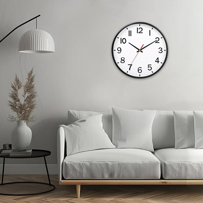 Wall Clocks Battery Operated 8 inch Modern Wall Clock,Silent Non Ticking Wall Clock for Living Room Bedroom Kitchen Office Classroom Decor (White and Black)