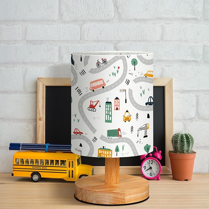 VIHOSE Transportation Kids Table Lamp for Bedroom Kids Lamps for Girls Room