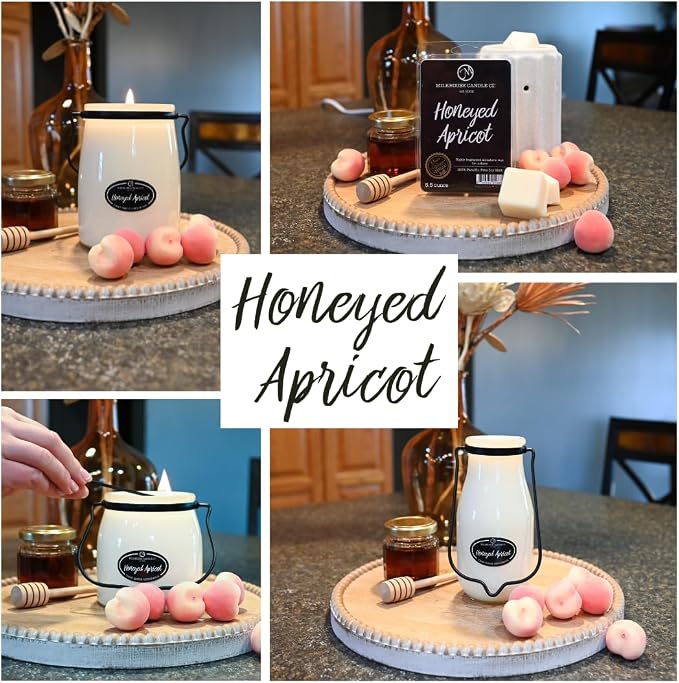 Milkhouse Honeyed Apricot Soy Candle, 16 oz Butter Jar, 65+ Hr Burn