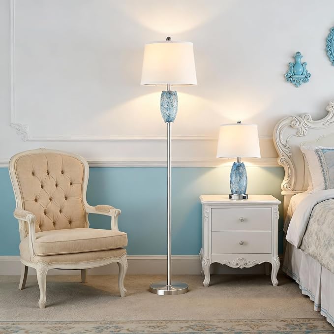 Lovlast 65" Tall Floor Lamp, Glass Coastal Lamp for Living Room Bedroom