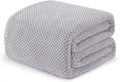 Exclusivo Mezcla Soft Waffle Fleece Bed Blanket Twin Size, Light Grey | Lightweight Plush Blanket for Bed, Couch, Sofa, Cozy Fluffy Design for Bedroom, Guest Room, All Season, 60x80 Inches