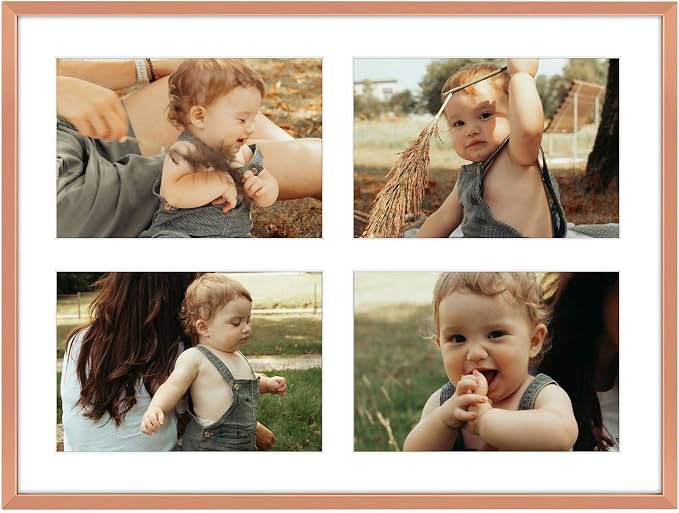Golden State Art 12x16 Collage Frame for 4 5x7 Photos Rose Gold 1 Pack