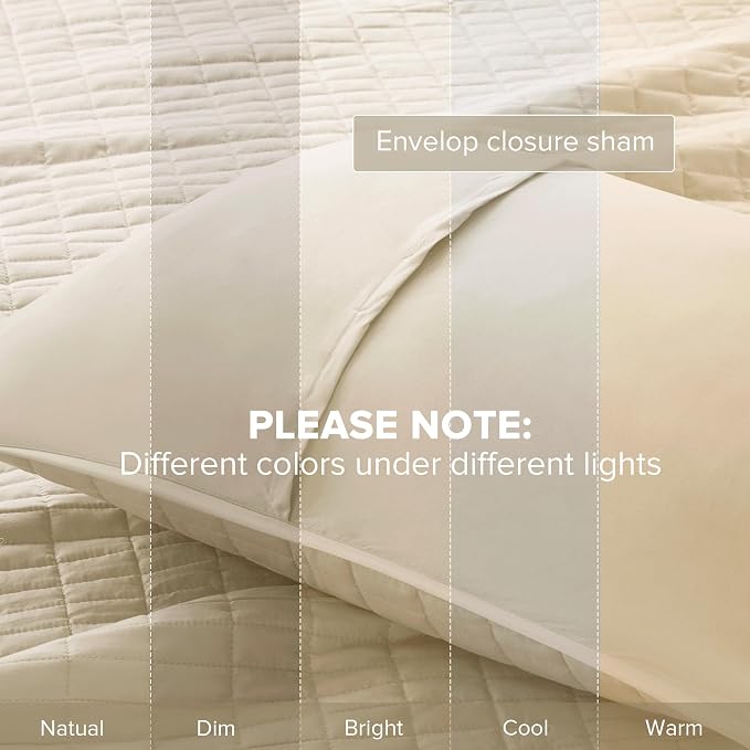 Comfort Spaces Kienna Twin Quilt Bedding Set 2 Piece, 66"x 90" Ivory | Soft Cozy Lightweight Summer Twin XL Coverlet for College Dorm, Quilted Extra Layer, Modern Casual Bedroom Decor, OEKO-TEX