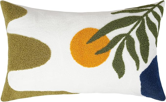 Adabana Boho Lumbar Pillow Cover 12x20 Inch Embroidered Throw Pillow Cover