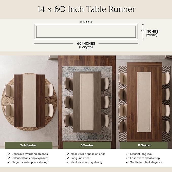 Solino Home 100% Pure Linen Table Runner Grey, Classic Hemstitch 14 x 60 in | styles dining tables for meals and celebrations, hemstitched border, mitered corners, machine washable, OEKO-TEX Certified