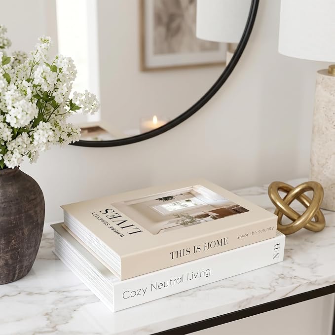 Decorative Books for Neutral Home, Fake Books Boxes for Coffee Table Decor