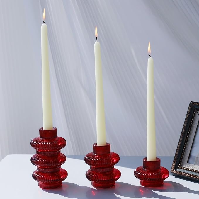 VOHO 6pcs Red Candlestick Holders for Valentines Day Christmas Decorations
