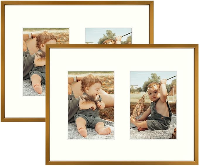 Golden State Art 11x14 Collage Frame w/Mat for 2 5x7 Photos Bronze 2 Pack