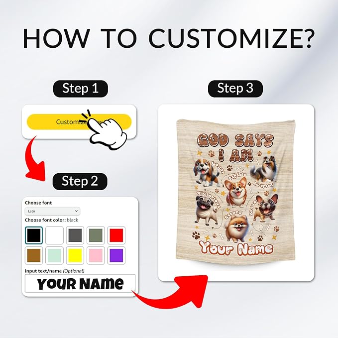 Personalized Custom Dog Blanket for Kids & Toddlers, Dog Mom Gifts, Inspirational Fleece Blanket, 60"x80"