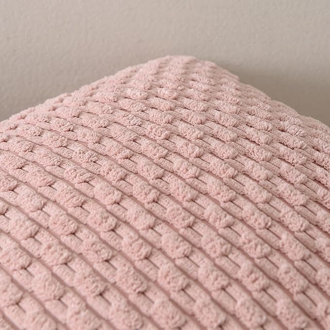 Fancy Homi 2 Packs Dusty Pink Decorative Throw Pillow Covers 12x12 Inch for Couch Bed Sofa, Modern Farmhouse Boho Home Decor, Soft Cute Plush Corduroy Cushion Case 30x30 CM
