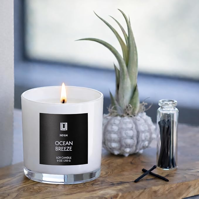 Lulu Candles | Ocean Breeze | Luxury Scented Soy Jar Candle | Hand Poured in The USA | Highly Scented & Long Lasting (9 Oz.)