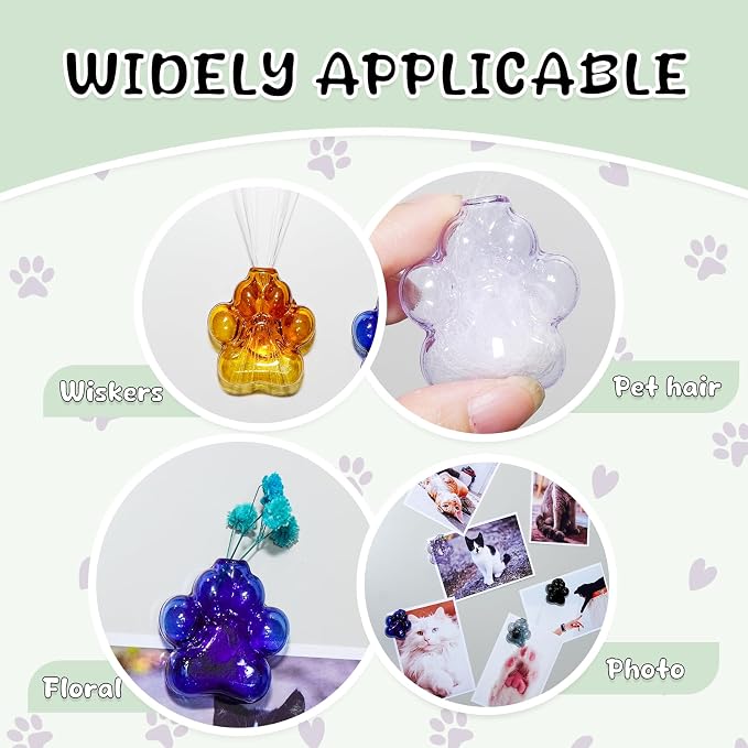 Nuvretk 2PCS Cat Whisker Holder, Cat Paw Glass Fridge Magnet Vase | Cat Paw Glass Design; Cat Whisker Keepsake Holder; Mini Magnetic Fridge Vase; Flower Display & Pet Memory Décor