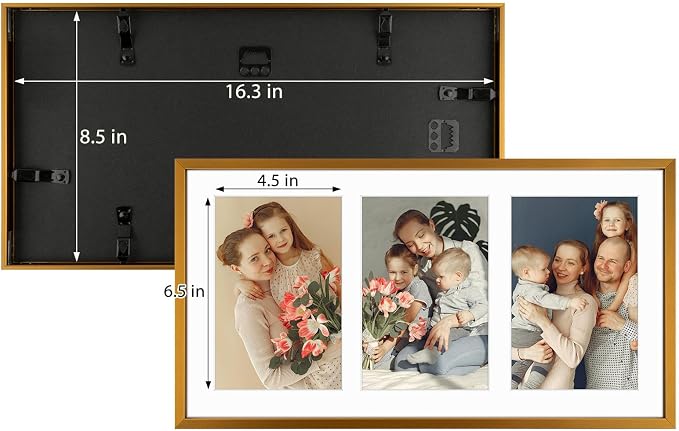Golden State Art 8.5x16.3 Collage Frame for 3 5x7 Photos Bronze 1 Pack