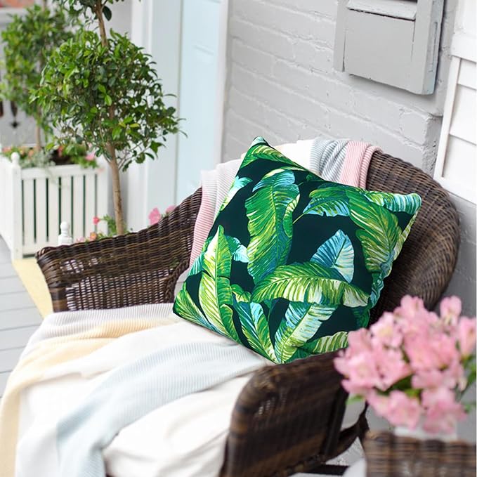 Outdoor Pillow Covers for Patio Furniture 20x20 Inch, Decorative Patio Throw Pillow Covers Set of 2, Modern Square Cushion Cases for Porch Garden Home Office, Hanalei Lagoon