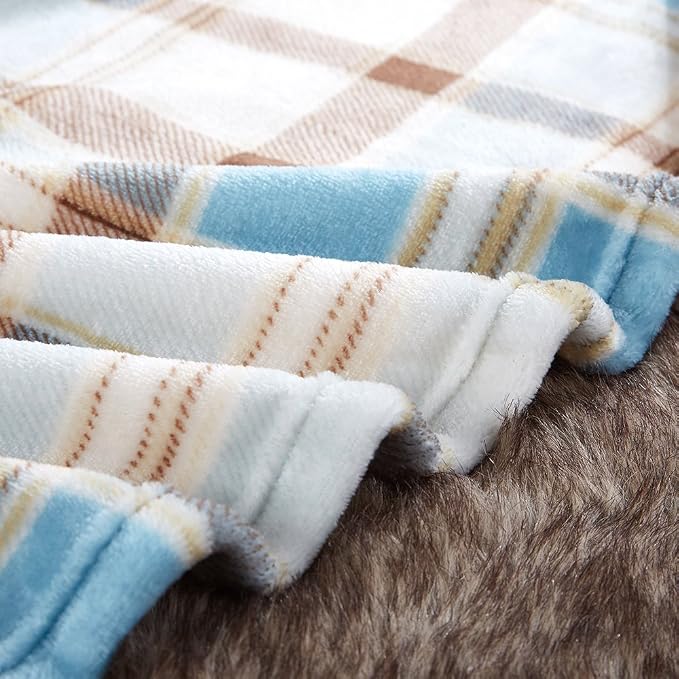 MERRYLIFE Throw Blanket Plaid Sherpa | Ultra-Plush Soft Colorful Oversized | Decorative Couch Travel Blanket | (50" 60", Island Travel)