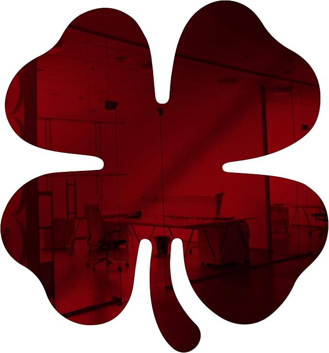 Medium Red Acrylic Mirror 10” Four Leaf Clover Holidays Decorations ⅛”Thick .118-3MM Multi Color Smooth Edge Plexiglass Tiles Acrylic Blank Flat Mirror DIY Projects by Marketing Holders