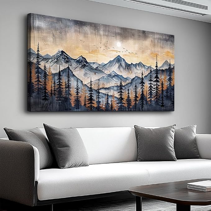 QIYILEXWART Canvas Wall Art For Living Room Large Wall Decor For Office Bedroom Decorations Mountain Landscape Pictures Abstract Painting Artwork Room Wall Mural Aesthetic Home Decor 30x60 In