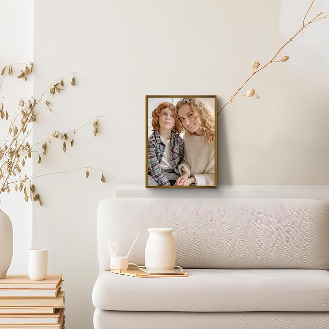 Frametory 2 Pack 9x12 Aluminum Frame with Mat for 6x8 Photo, Bronze