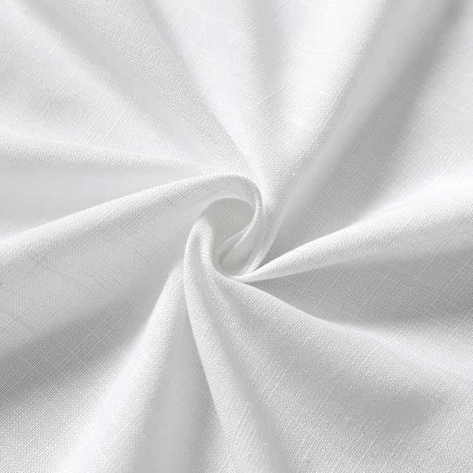 White Kitchen Cafe Curtains 45 Inch Length 2 Panel Set Back Tab Pocket Semi Sheer Light Filtering Short Curtain Natural Farmhosue Small Curtains for Basement Window Bathroom Living Room 52x45