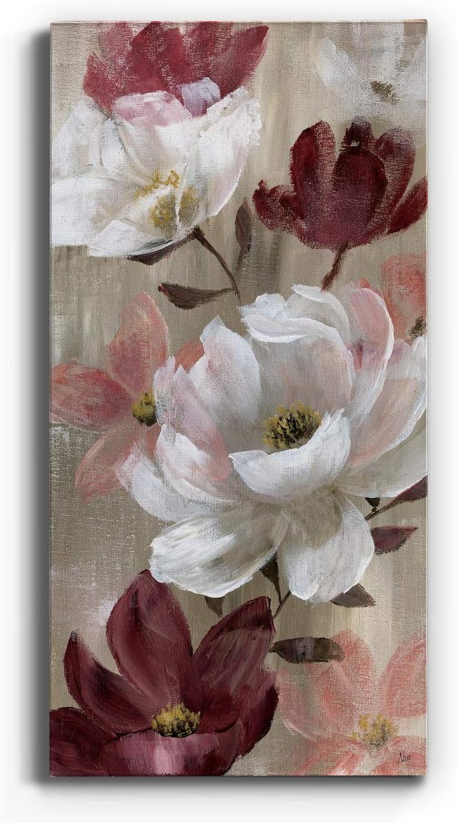 Renditions Gallery Canvas Flower Wall Art Home Glam Paintings & Prints Colorful Rose Garden Modern Romantic Botanical Wall Hanging Decorations for Bedroom Office Kitchen - 20"x40" LT43