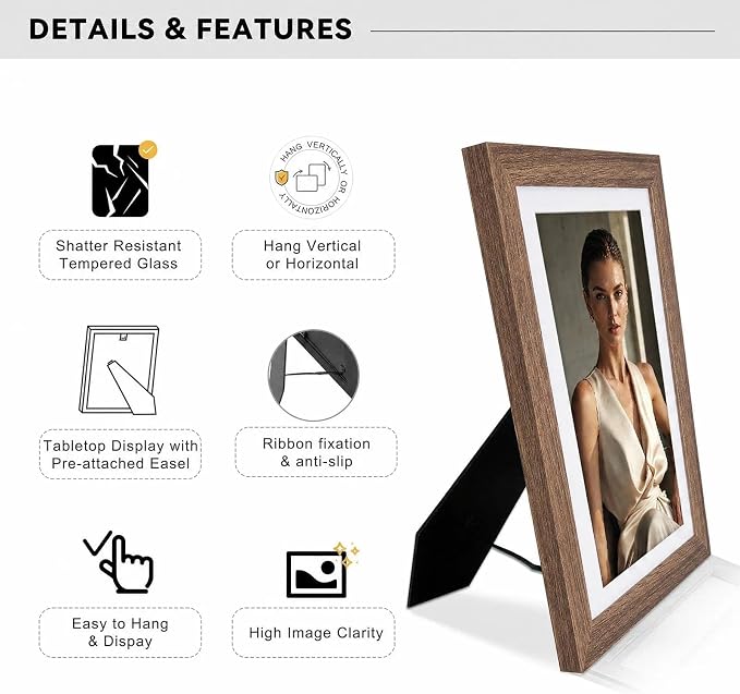 5x7 Picture Frame-Walnut Photo Frame,4x6 Mat,Tempered Glass,Engineered Wood