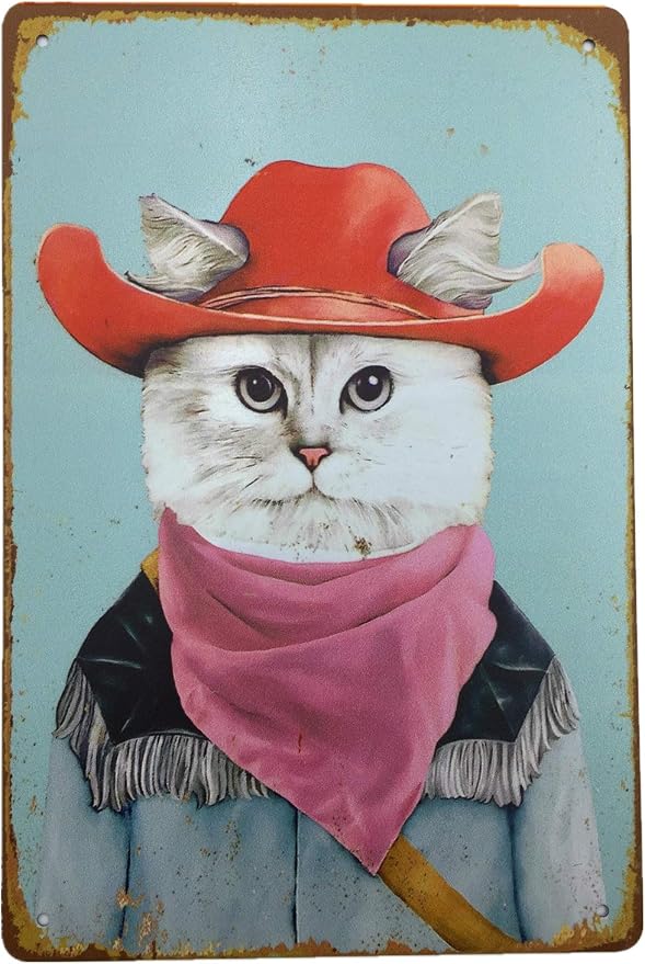 Metal Vintage Tin Sign Decor-Dog Cat Wall Decor for Home Garage Bar Pub Kitchen Outdoor Retro Art Sign 12" X 8"