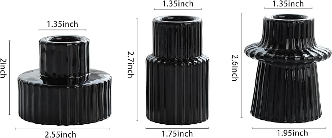 Vixdonos Taper Glass Candlestick Holders Tealight Candle Holders for Table Centerpieces, Wedding Decor and Dinner Party (6 Pcs, Black)
