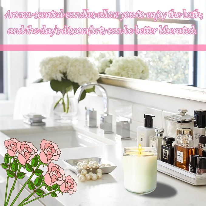 24 Pcs 6 Oz Rose Scented Soy Candles Set,Mason jar Bulk Candles for Gifts,Aromatherapy Candle,Great Stress Relieving Scented Candle for Girls as a Gift for Birthdays, Weddings and More!