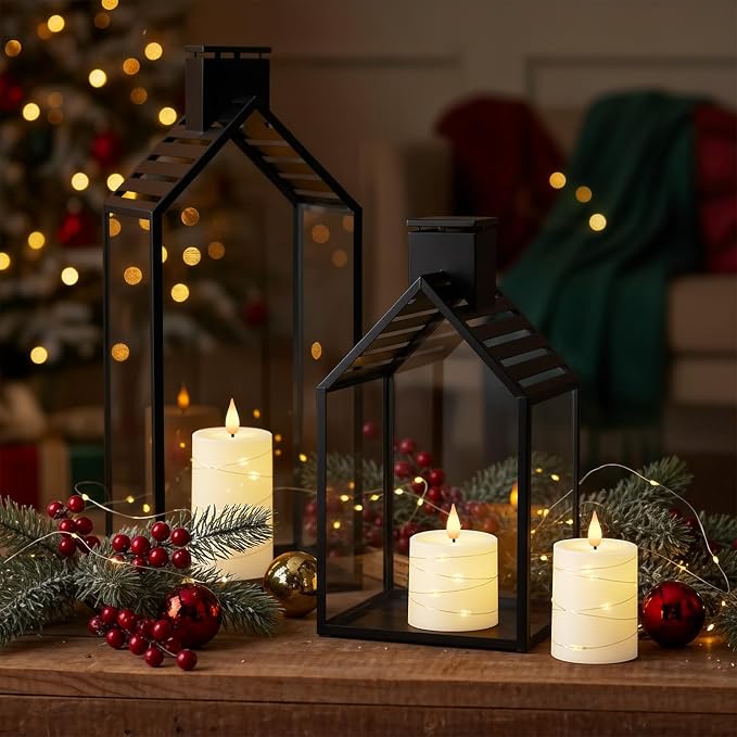 Raycare Ivory Flameless LED Pillar Candles Battery Operated Remote Timer