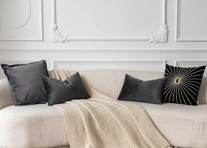 JUSPURBET 28x28 Euro Velvet Throw Pillow Covers Set of 2,Dark Gray