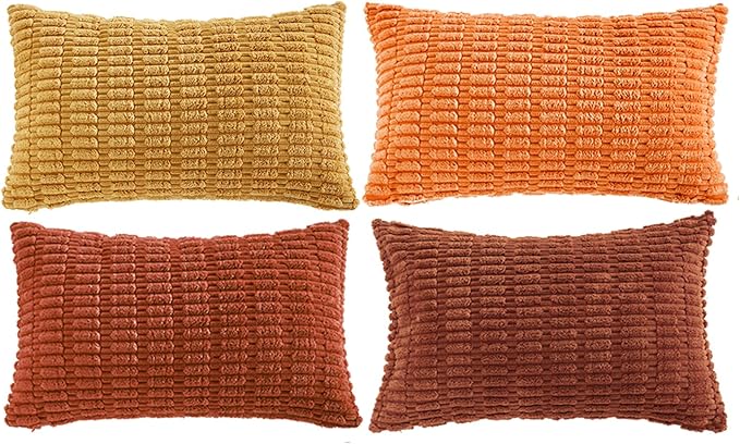 Fancy Homi 4 Packs Decorative Throw Pillow Covers for Living Room Couch Bed, Modern Farmhouse Boho Home Décor Accent Cushion Case, 24" x 12", Burnt Orange Series
