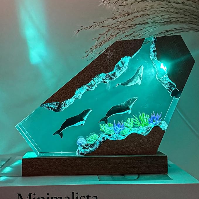 Handmade Humpback Whale Ocean Resin Lamp