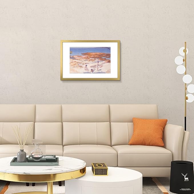 Frametory 16x24 Gold Picture Frame with Real Glass Mat for 12x18