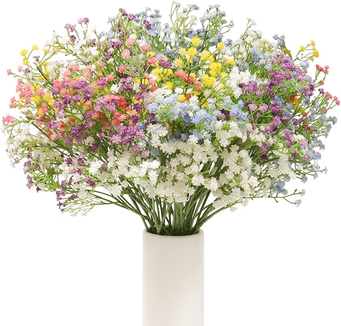 15 PCS Babys Breath Artificial Flowers Fake Babys Breath Flowers Artificial Bulk Gypsophila Bouquets Real Touch Faux Flowers for Wedding Floral Arrangement Party Home Decoration