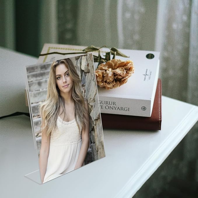 8.5x11 Acrylic Picture Frames, Set Of 6 Clear Acrylic Frameless Transparent Frame Gift for Desktop Display, Vertical Standing Picture or Display Sign Holder with Inserts for Home Office