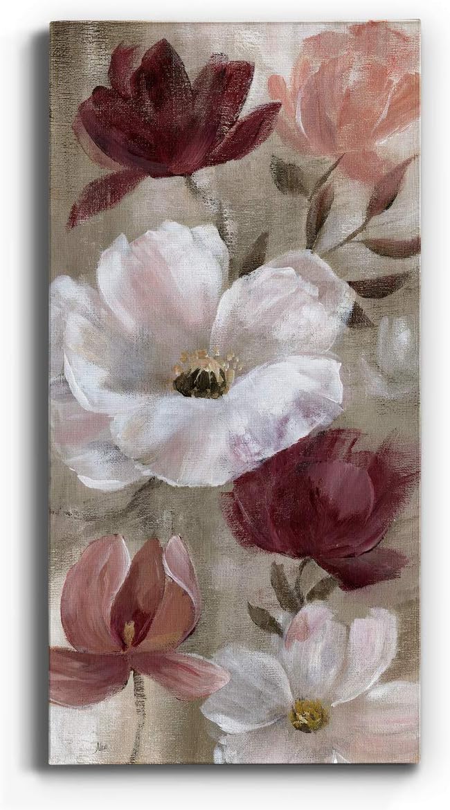 Renditions Gallery Canvas Flower Wall Art Home Paintings & Prints Colorful Rose Garden Glam Modern Romantic Botanical Artwork Decorations for Bedroom Office Kitchen - 20"x40" LT43