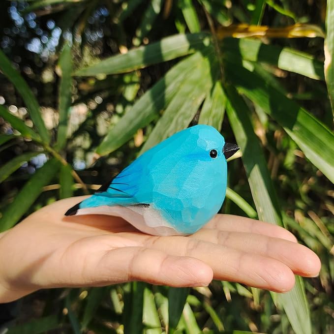 WEAUSUP Hand Carved Wooden Bird Figurine Gift for Bird Lovers