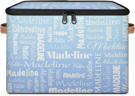 Storage Basket Custom Name, Personalized Keepsake Box, Light Blue