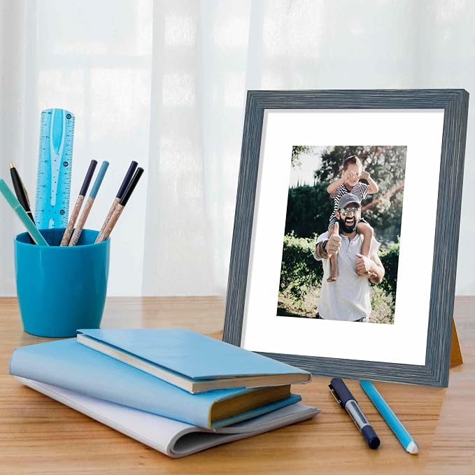 5x7 Picture Frame,Solid Wood,Display Pictures 3.5x5,4x6 with Mat or 5x7 Without Mat,Photo Frame for Wall Mounting or Tabletop (Grey,Set of 4)