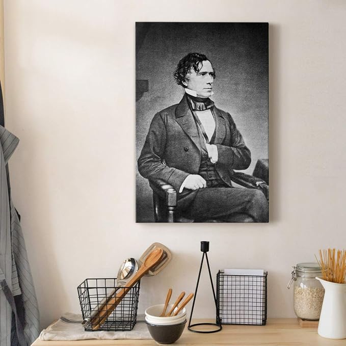 Renditions Gallery Franklin Pierce Presidental Portrait Wall Art, Premium Gallery Wrapped Canvas Decor, Ready to Hang, 36 in H x 24 in W, Made in America Print