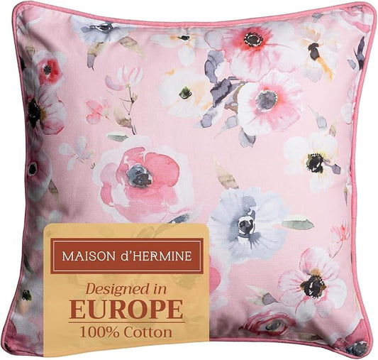 Maison d' Hermine Throw Pillow Covers 100% Cotton (20" x 20" - Pack of 1)