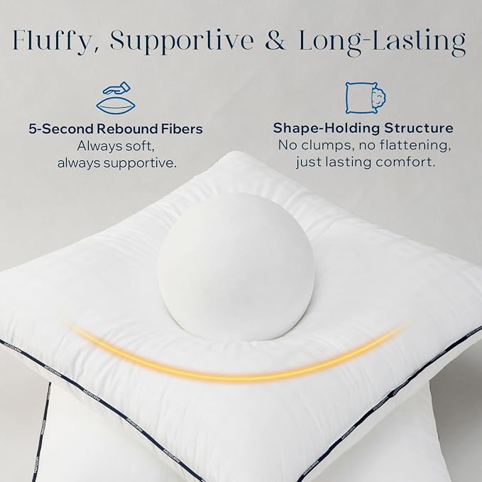Phantoscope 20x20 Pillow Inserts - Throw Pillow Inserts with 100% Cotton Jacquard Cover - 20 Inch Bed and Couch Pillows Square Form Throw Pillows, Pack of 2