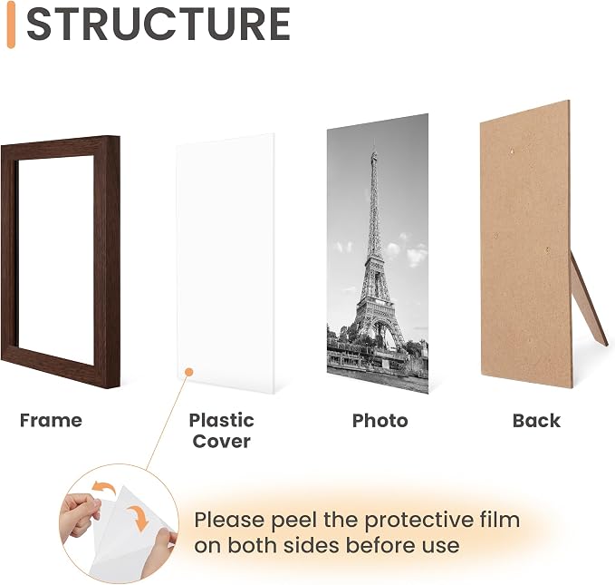 upsimples Picture Frames Set of 10, Including 8x10, 5x7, 4x6 Brown Frame | Multi Picture Frames Collage Wall Decor, Gallery Wall Frame Set, Gift For Christmas, Mothers' day, Wedding, Dorm, Living Room