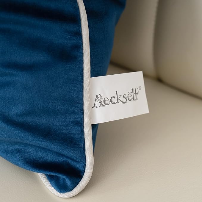 Aeckself 20 x 20 Inch Navy Blue Square Throw Pillow Cover Tree Leaves Embroidery Velvet Cushion Case Luxury Modern Pillowcase for Couch Living Room Bedroom Car 50 x 50cm